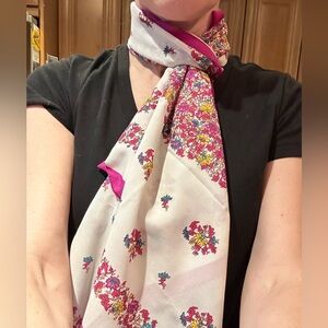 Italian Made Magenta & White Floral Square Scarf